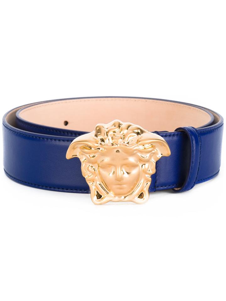 Versace - Medusa Head Buckle Belt - Women - Calf Leather - One Size, Women's, Blue, Calf Leather
