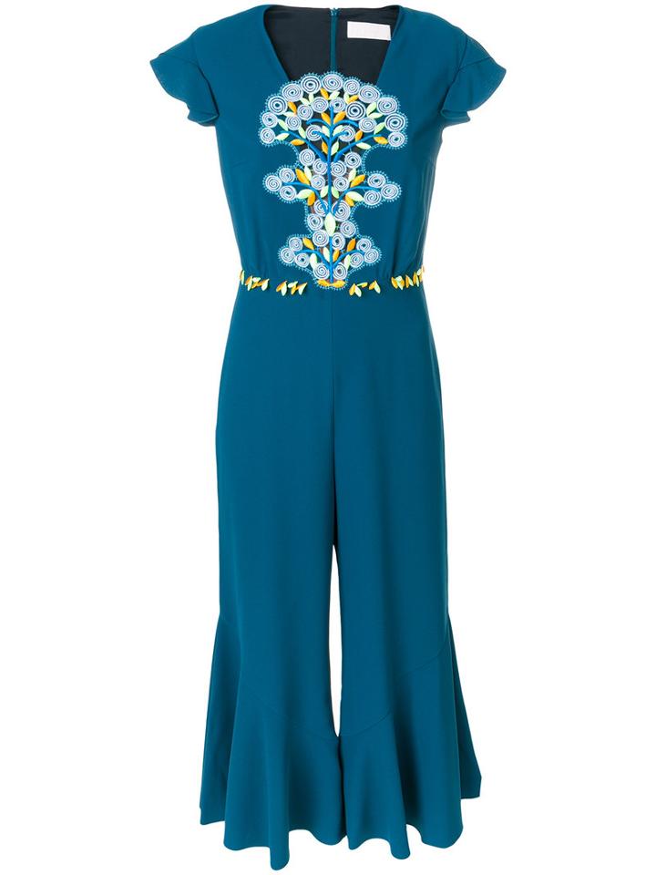 Peter Pilotto - Cady Lace Cropped Jumpsuit - Women - Polyester/acetate - 6, Blue, Polyester/acetate