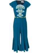 Peter Pilotto - Cady Lace Cropped Jumpsuit - Women - Polyester/acetate - 6, Blue, Polyester/acetate