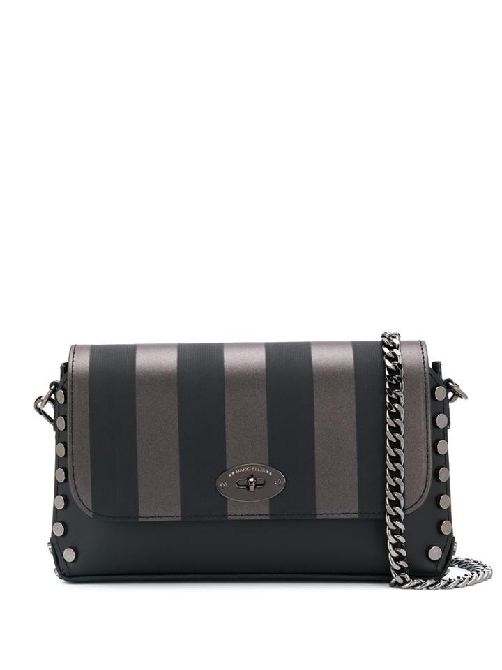Marc Ellis Stud-embellished Striped Shoulder Bag - Black