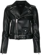 Theory Cropped Leather Jacket - Black