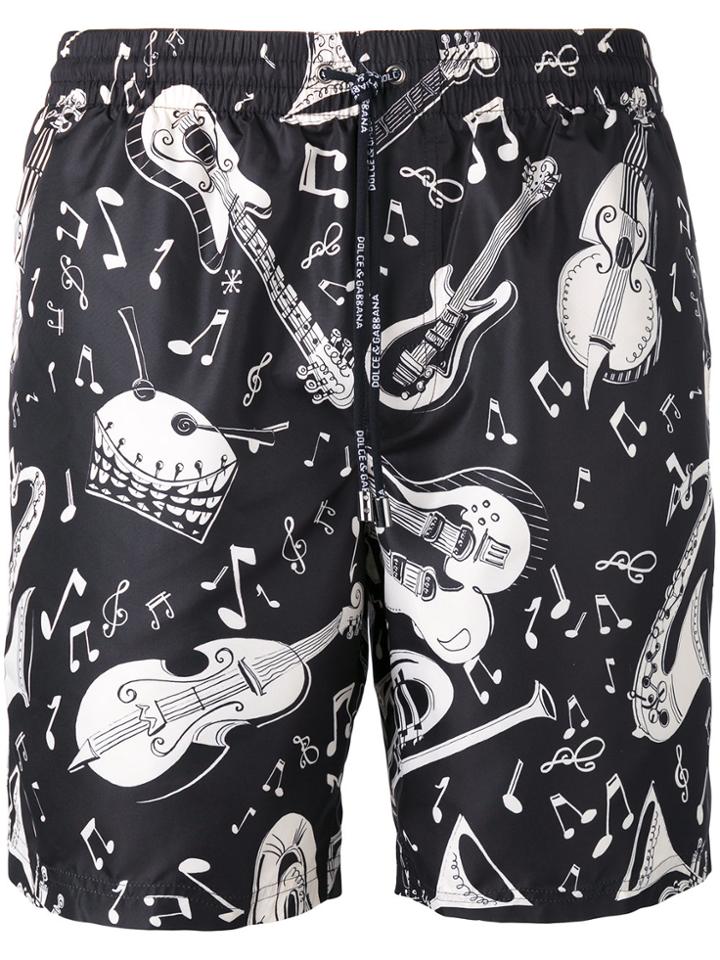 Dolce & Gabbana Musical Print Swim Shorts - Black