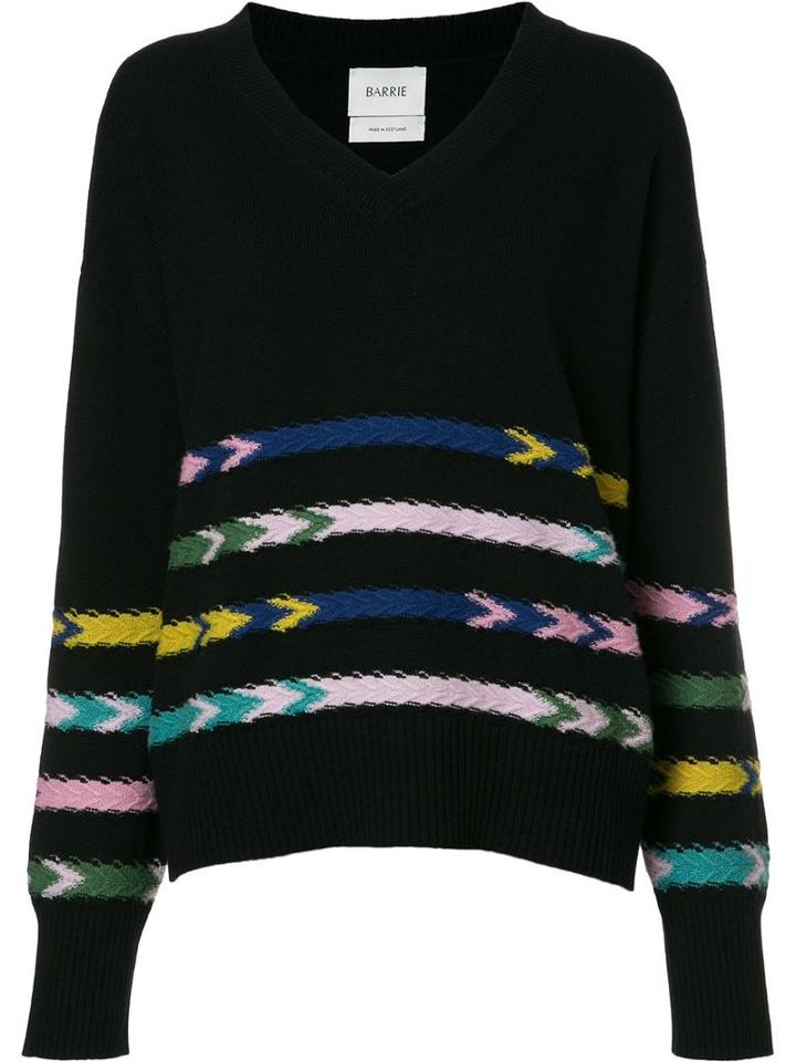 Barrie Summer Sailor V-neck Jumper, Women's, Size: Xs, Black, Cashmere