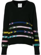 Barrie Summer Sailor V-neck Jumper, Women's, Size: Xs, Black, Cashmere