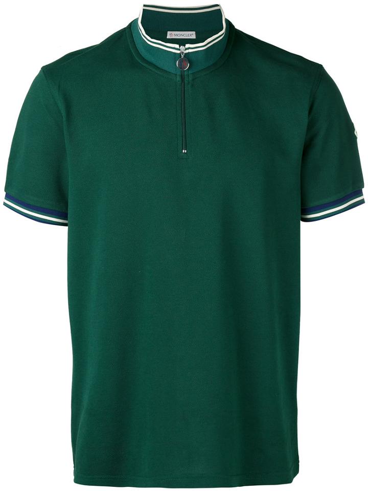 Moncler - Zip-top Polo Shirt - Men - Cotton - M, Green, Cotton