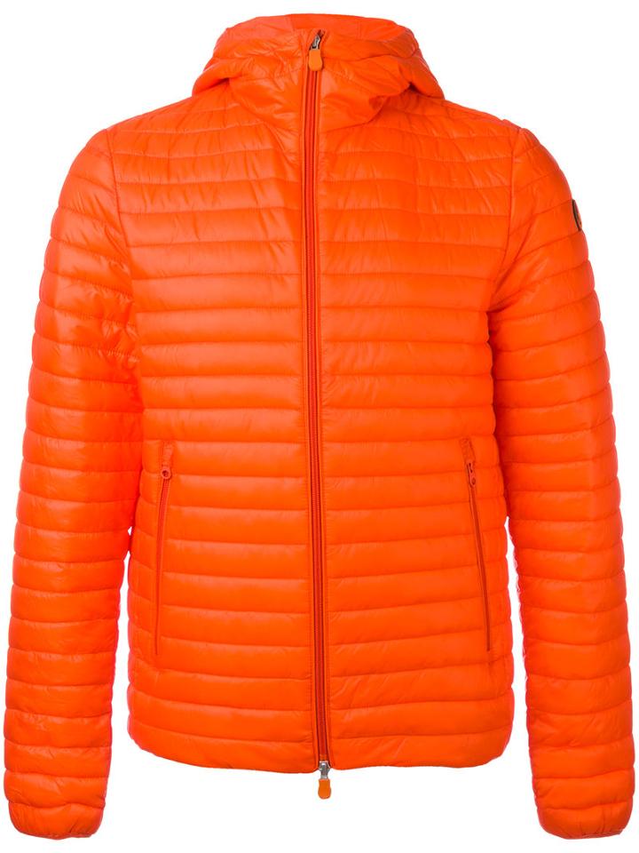 Save The Duck Hooded Padded Jacket, Men's, Size: Large, Yellow/orange, Nylon/polyester
