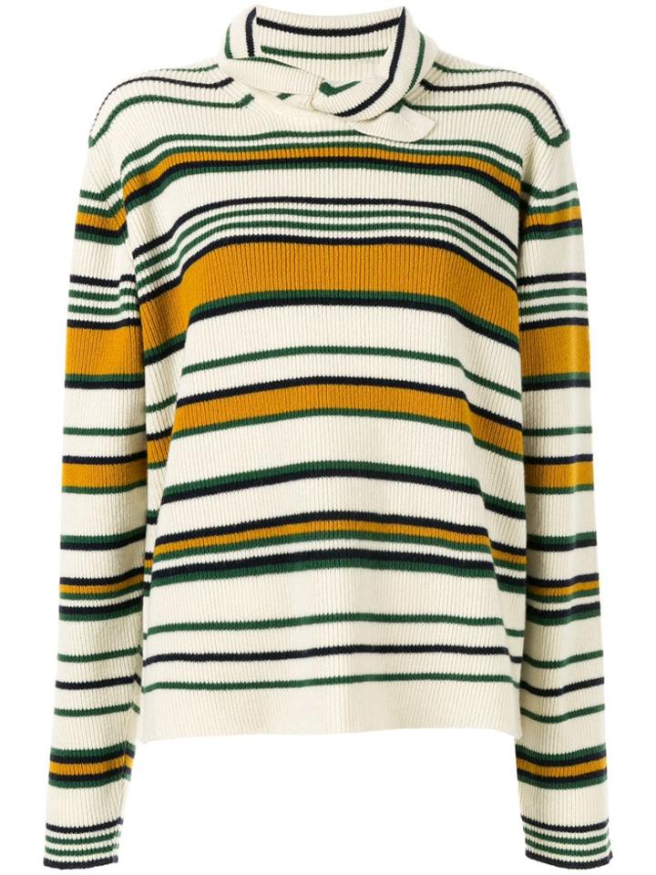 Jw Anderson Striped High Neck Sweater - Brown