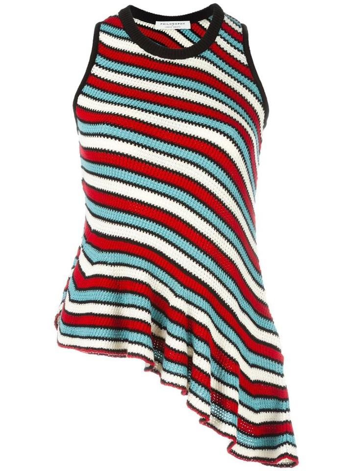 Philosophy Di Lorenzo Serafini Asymmetric Striped Knitted Tank, Women's, Size: 40, Cotton
