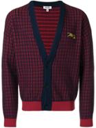 Kenzo 'jumping Tiger' Checked Cardigan - Red
