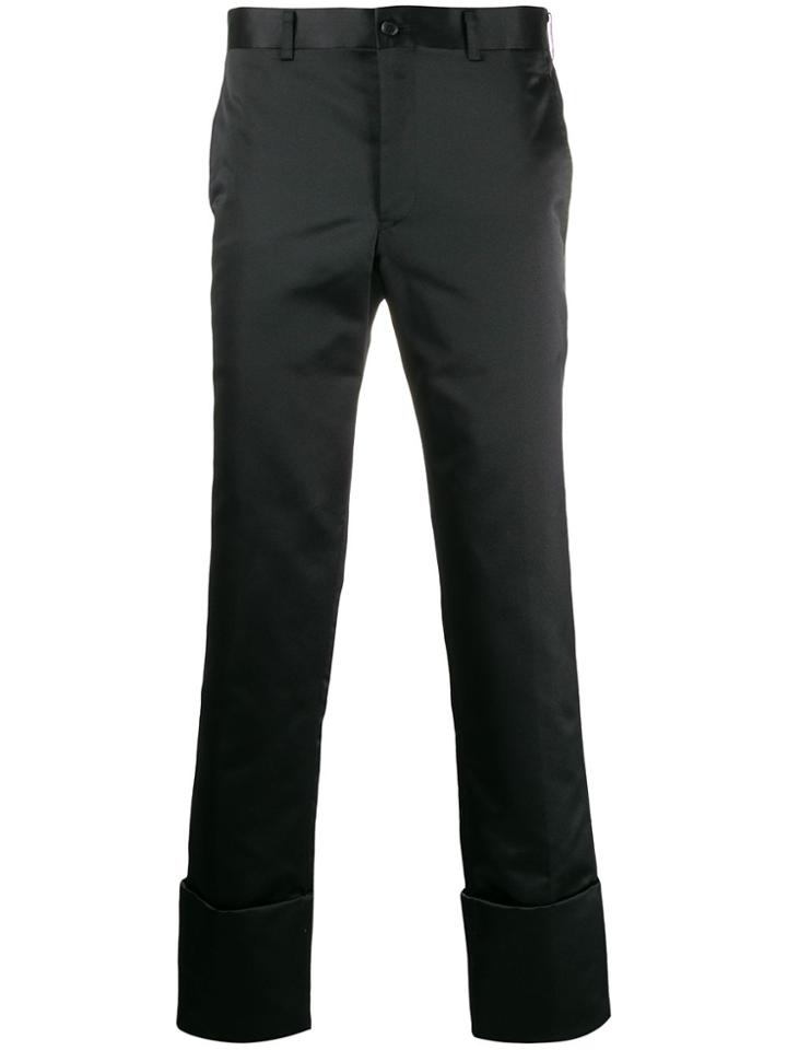 Comme Des Garçons Homme Plus Satin Turn-up Trousers - Black