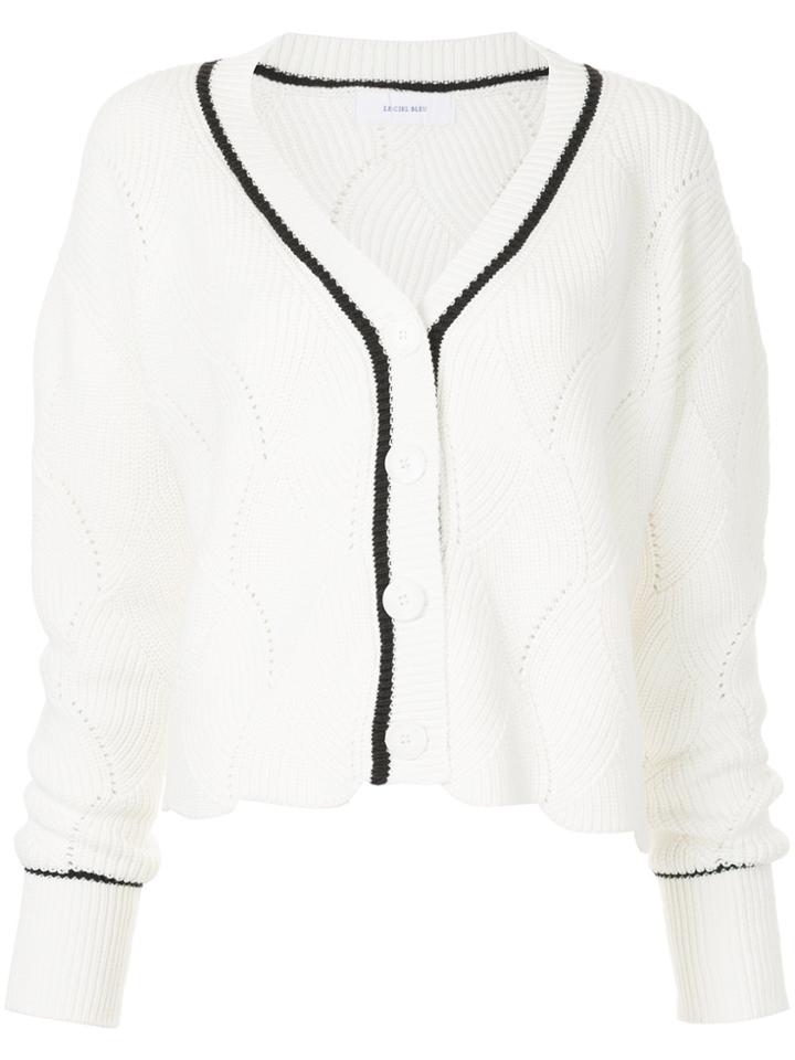 Le Ciel Bleu Contrast Trim Knitted Cardigan - White