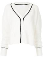 Le Ciel Bleu Contrast Trim Knitted Cardigan - White