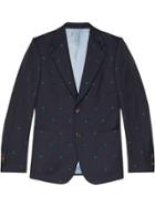Gucci Symbols Wool Jacquard Jacket - Blue