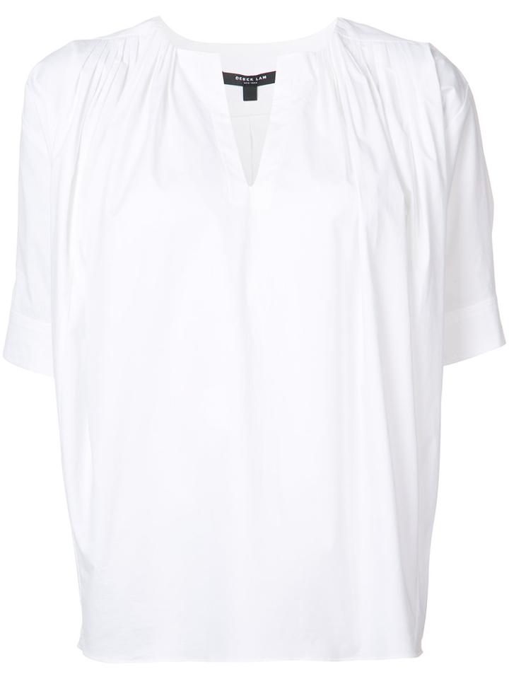 Derek Lam - Gathered Shoulders Shift Blouse - Women - Cotton/spandex/elastane - 40, Women's, White, Cotton/spandex/elastane