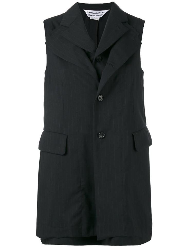 Comme Des Garçons Comme Des Garçons - Pinstripe Sleeveless Jacket - Women - Wool - S, Black, Wool