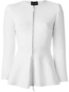 Giorgio Armani Ribbed Knit Peplum Jacket, Women's, Size: 44, White, Polypropylene