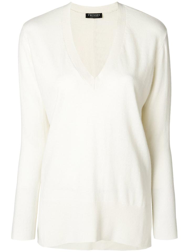 Twin-set V-neck Jumper - White
