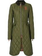 Burberry Monogram Motif Quilted Riding Coat - Green