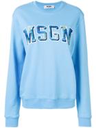 Msgm Letterman Logo Sweatshirt - Blue