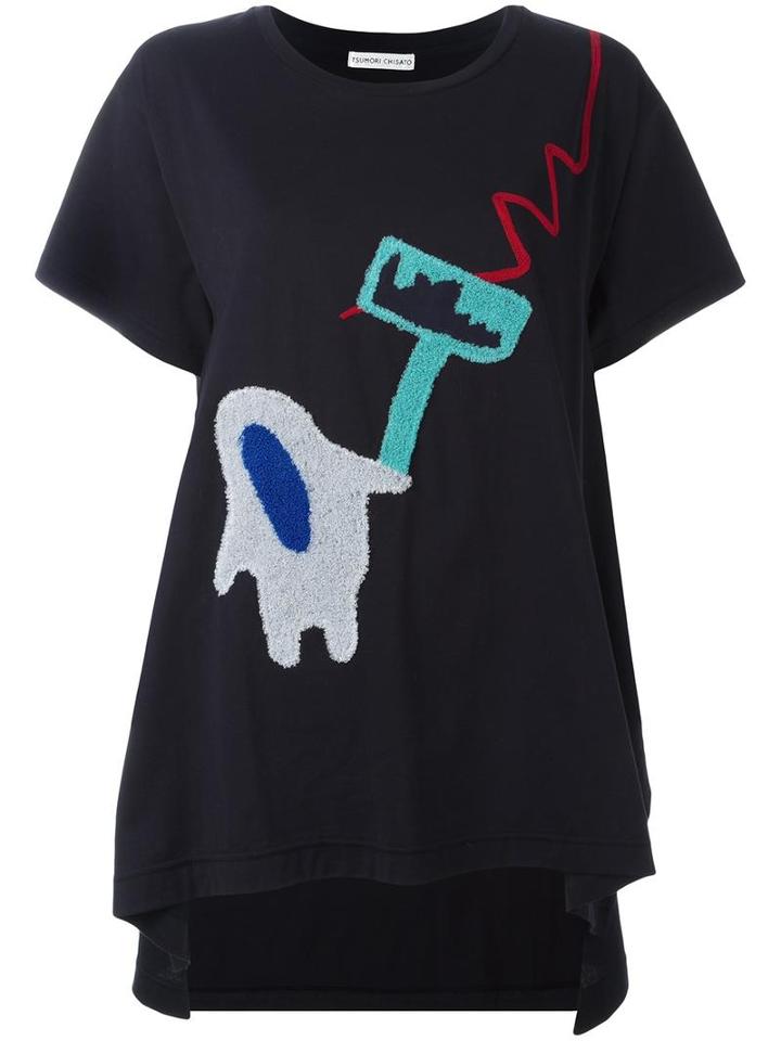 Tsumori Chisato Printed T-shirt, Women's, Size: 2, Blue, Cotton/acrylic/wool