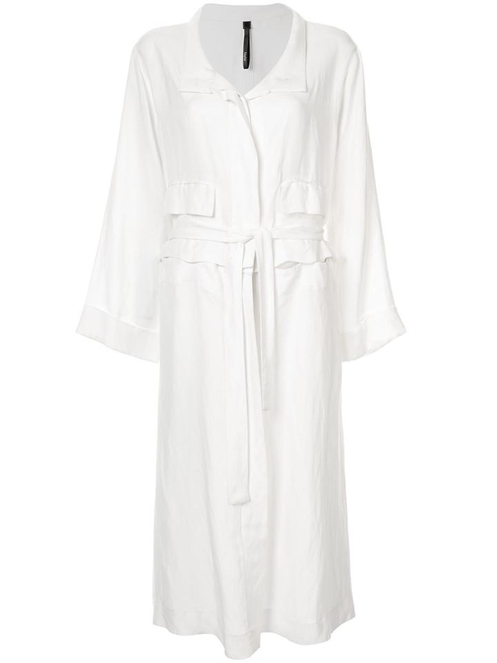 Taylor Subdivide Duster Single-breasted Coat - White