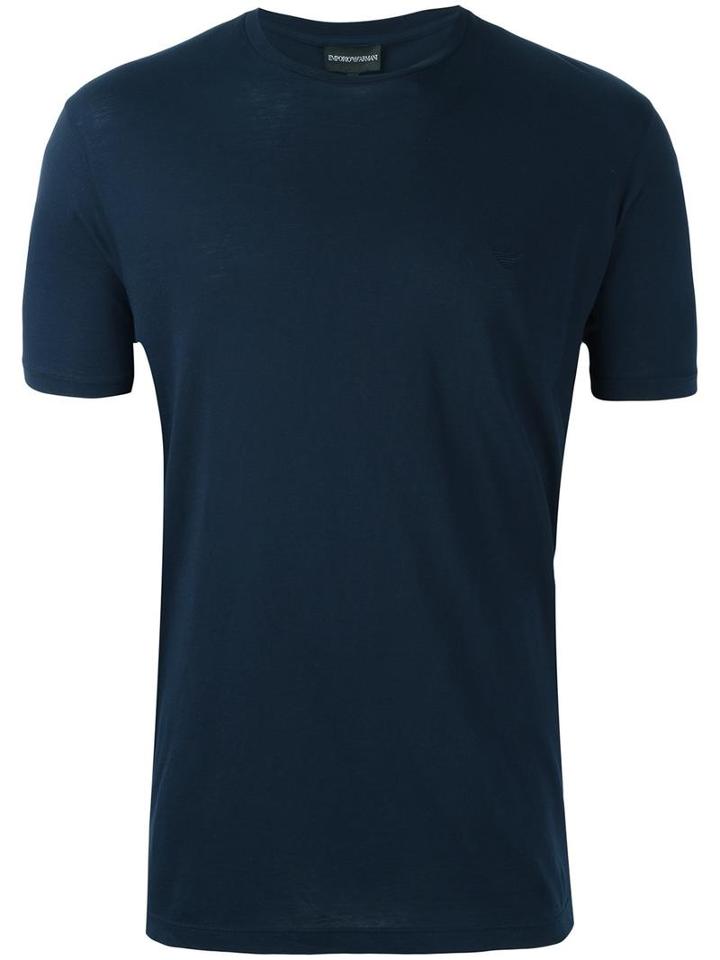 Emporio Armani Plain T-shirt, Men's, Size: Xl, Blue, Cotton