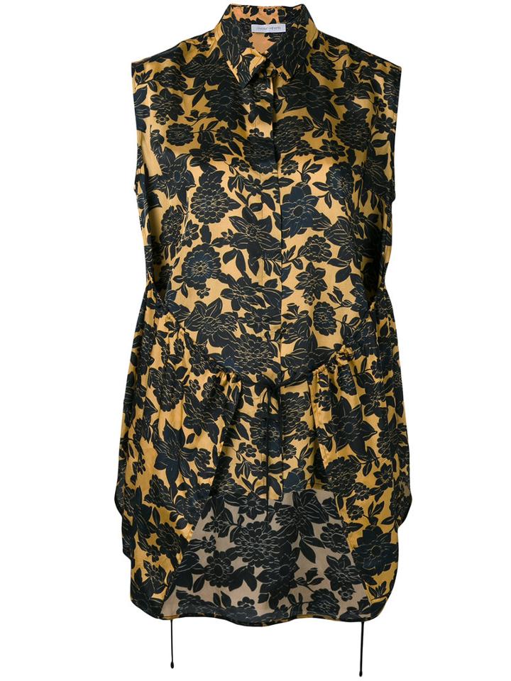 Christian Wijnants Sleeveless Floral Top, Women's, Size: 36, Black, Cupro/viscose