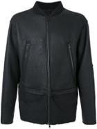 Isabel Benenato Leather Bomber Jacket - Black