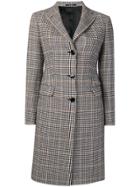 Tagliatore Checked Single-breasted Coat - Grey