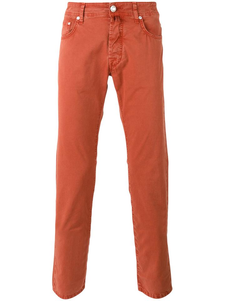 Jacob Cohen Slim Fit Chinos, Men's, Size: 33, Yellow/orange, Cotton/spandex/elastane