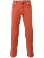Jacob Cohen Slim Fit Chinos, Men's, Size: 33, Yellow/orange, Cotton/spandex/elastane