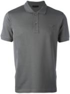 Prada Logo Plaque Polo Shirt, Men's, Size: Small, Grey, Cotton