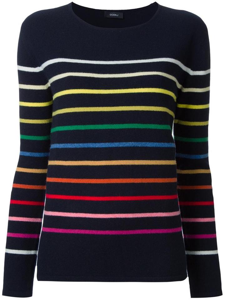 Goen.j Striped Jumper, Women's, Size: Medium, Blue, Cashmere/wool