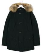 Woolrich Kids Fur Hooded Coat - Blue