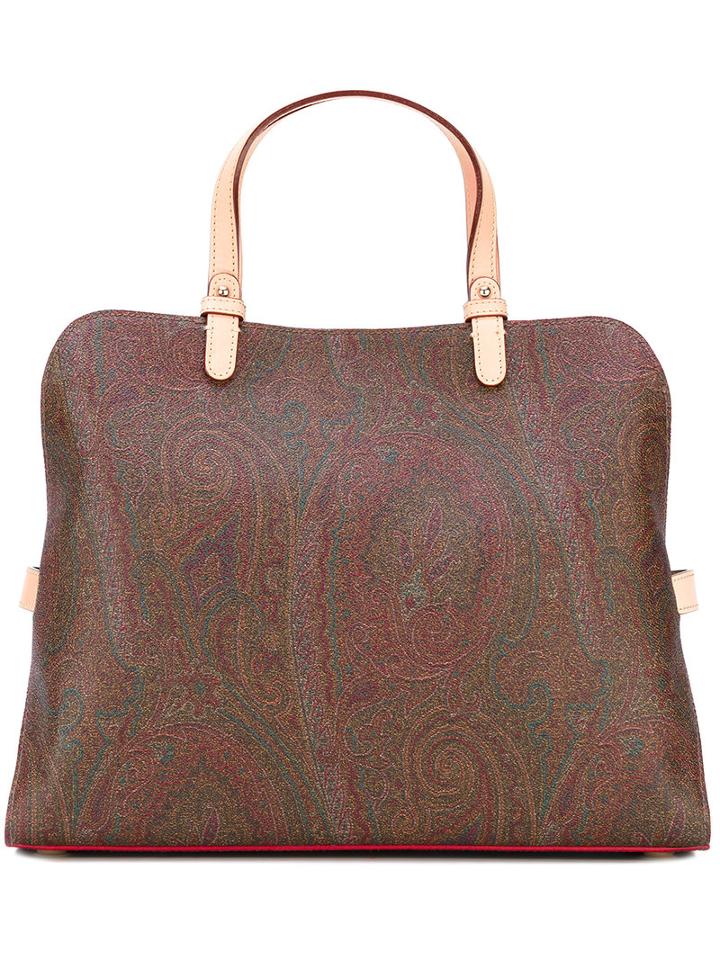 Etro - Paisley Print Tote Bag - Women - Cotton/calf Leather/polyester/pvc - One Size, Cotton/calf Leather/polyester/pvc