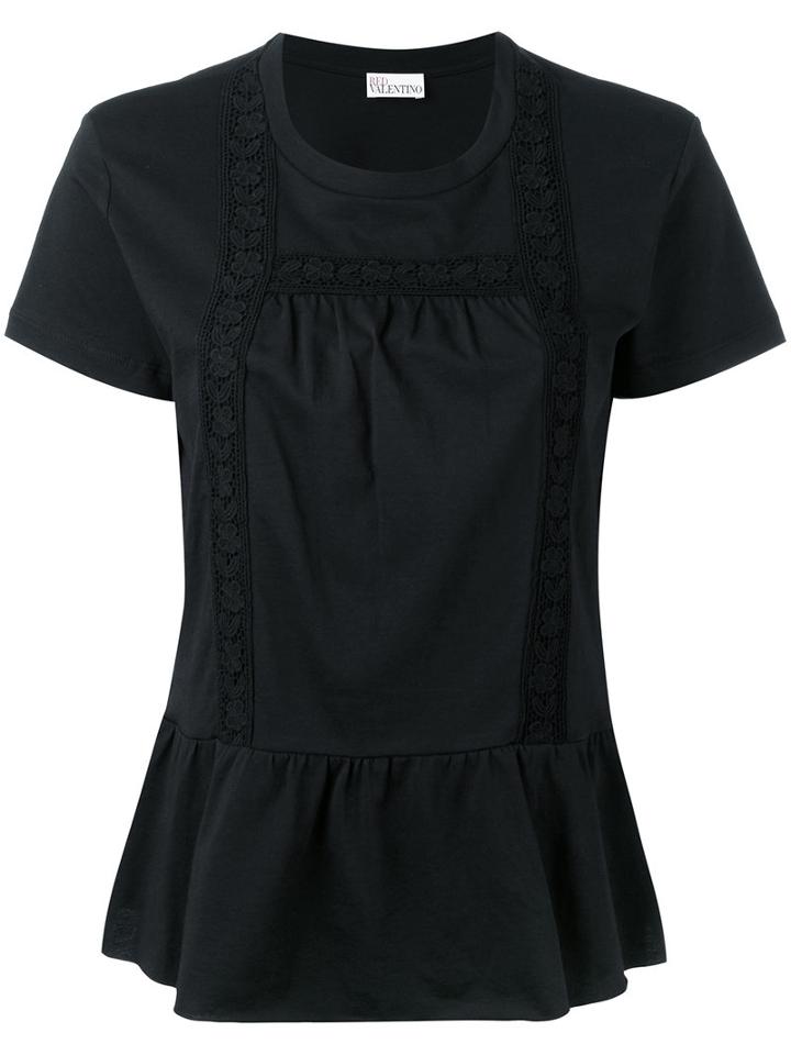 Red Valentino - Flower Detail Top - Women - Cotton - L, Black, Cotton