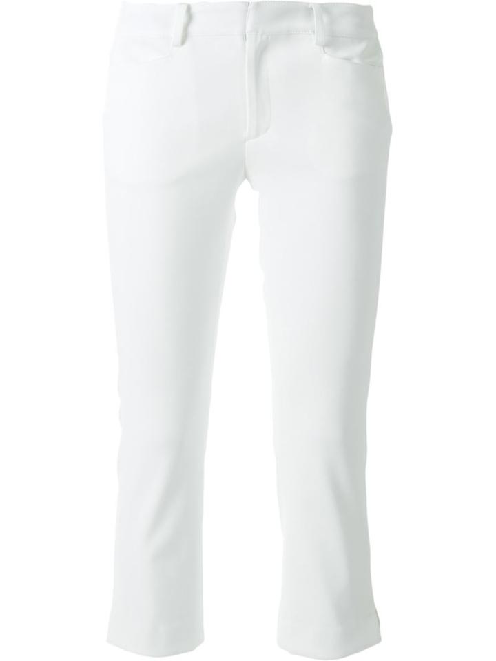 Guild Prime Slit Detail Capri Cropped Trousers, Women's, Size: 38, White, Polyester/triacetate