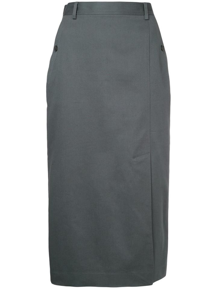 Jil Sander Navy Buttoned Pocket Midi Skirt - Grey