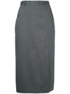 Jil Sander Navy Buttoned Pocket Midi Skirt - Grey