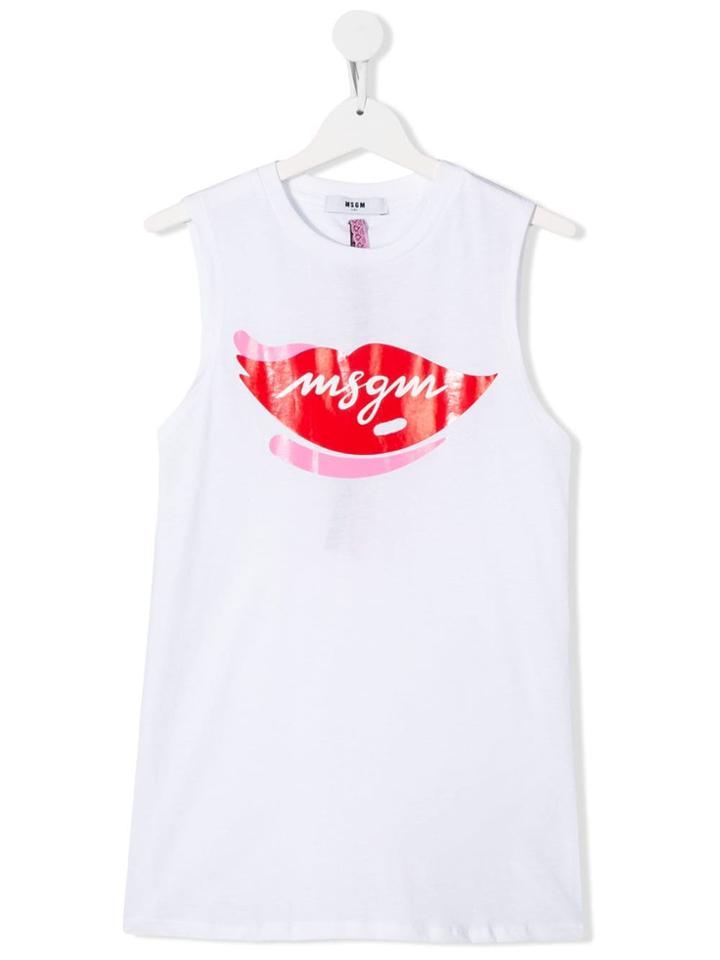 Msgm Kids Teen Graphic Print Tank Top - White