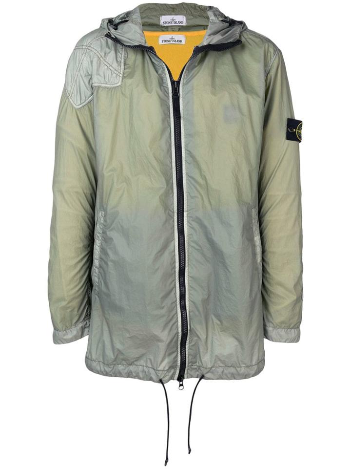 Stone Island Hooded Zipped Coat - Green