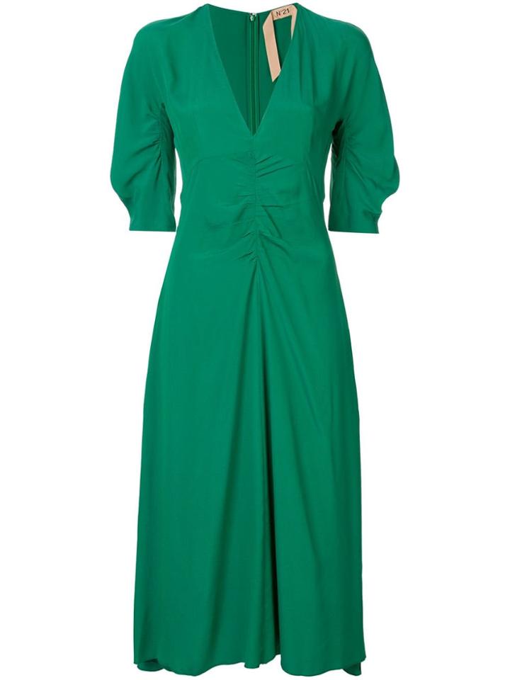 Nº21 Gathered V-neck Dress - Green