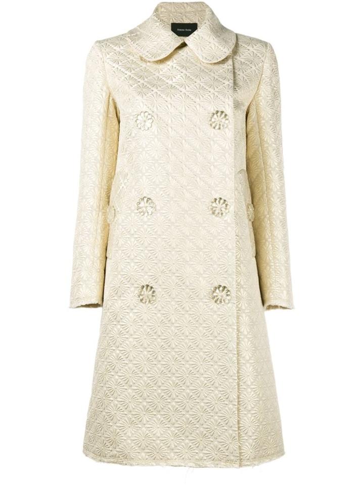 Simone Rocha Floral Button Jacquard Coat, Women's, Size: 10, Grey, Polyester/spandex/elastane/cotton