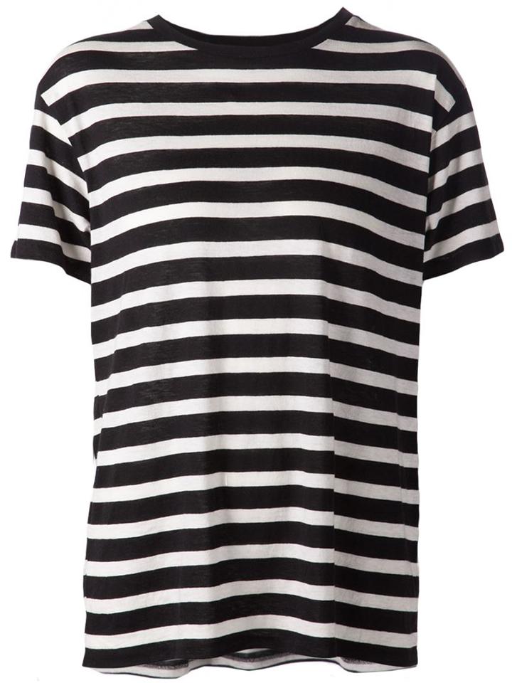 R13 Horizontal Stripe T-shirt, Women's, Size: Medium, Black, Cotton/cashmere