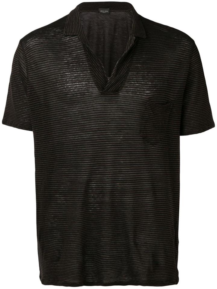 Roberto Collina Striped Polo Shirt - Brown