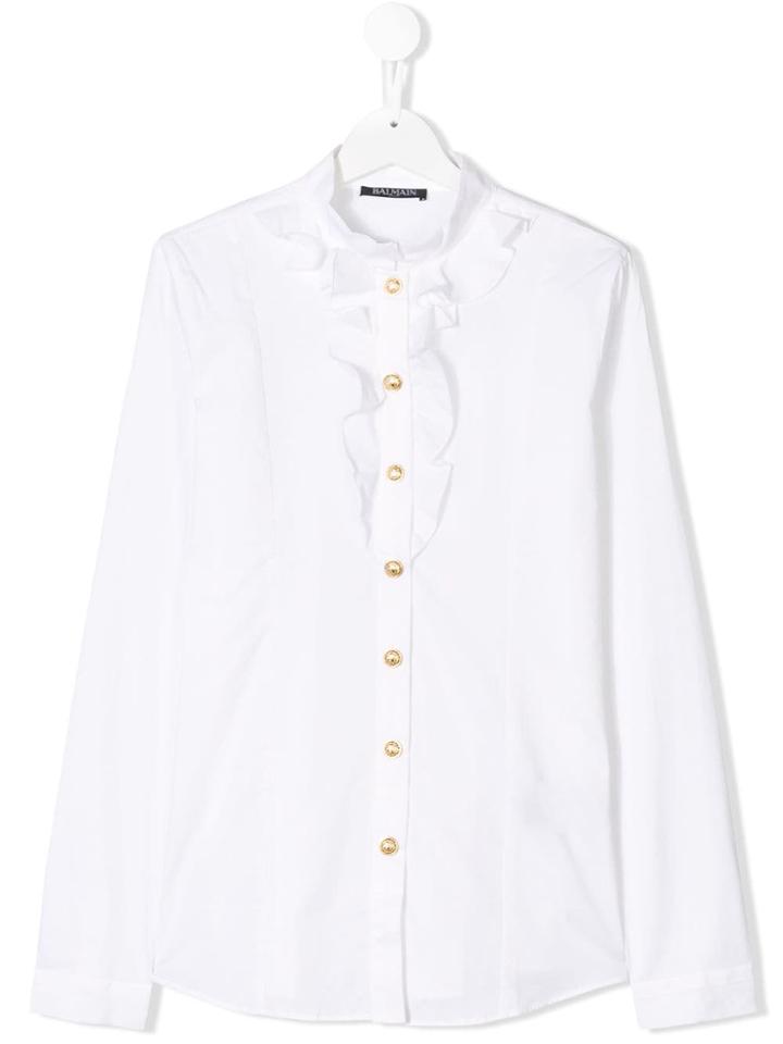 Balmain Kids Teen Ruffled Shirt - White