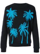 The Elder Statesman Palm Tree Embroidered Sweater - Blue