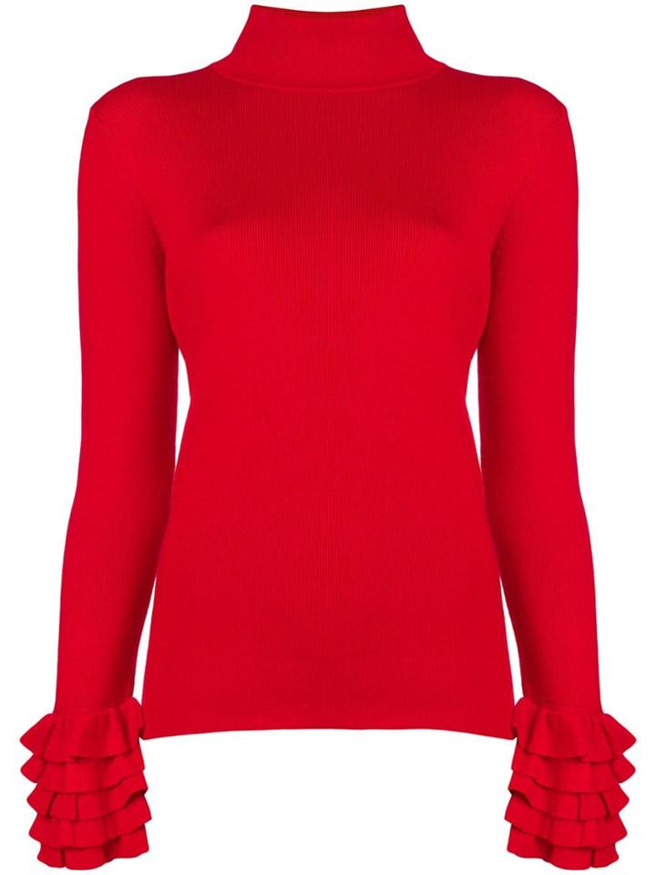 Steffen Schraut Ruffled Knit Top - Red
