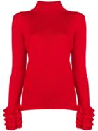 Steffen Schraut Ruffled Knit Top - Red