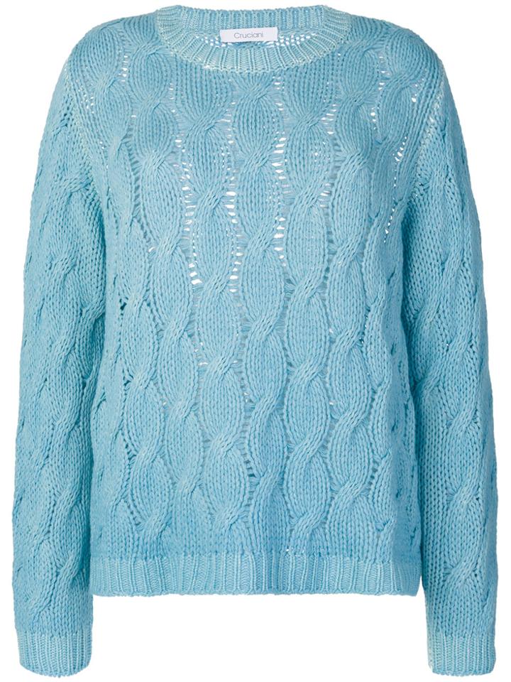 Cruciani Cable Knit Sweater - Blue